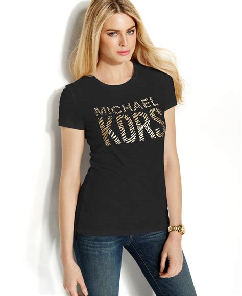 michael kors logo t shirt women's|Michael Kors smocked waist top.